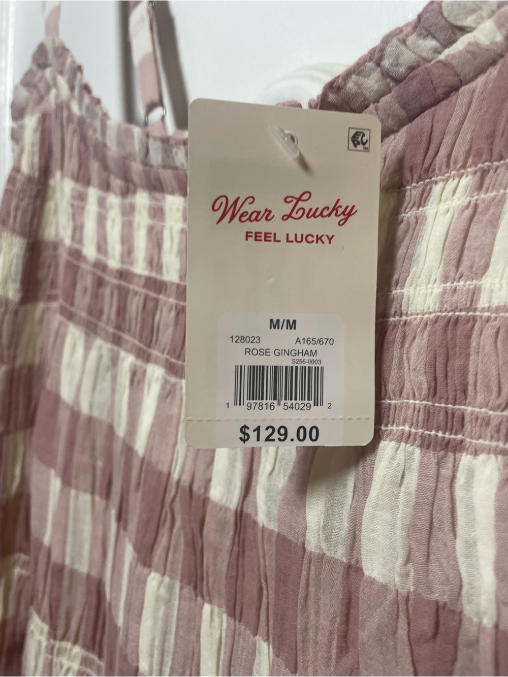 New! Anthropologie Coastal Cowgirl Gingham Prairie Dress in Blush & Cream - Picture 4 of 5